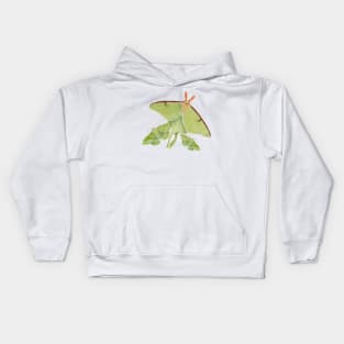 Luna and Showy Emerald Moths Kids Hoodie